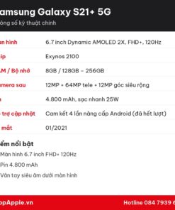 Thông số kỹ thuật Samsung Galaxy S21+ 5G