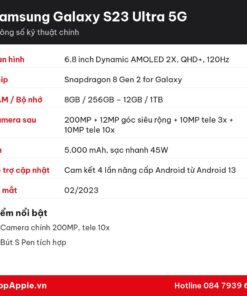 Thông số kỹ thuật Samsung Galaxy S23 Ultra 5G