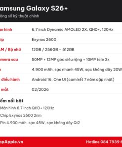 Thông số kỹ thuật Samsung Galaxy S26+