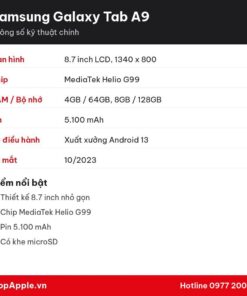 Thông số kỹ thuật Samsung Galaxy Tab A9