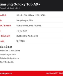 Thông số kỹ thuật Samsung Galaxy Tab A9+