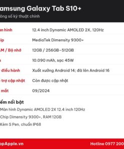 Thông số kỹ thuật Samsung Galaxy Tab S10+