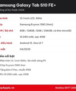 Thông số kỹ thuật Samsung Galaxy Tab S10 FE+
