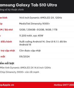 Thông số kỹ thuật Samsung Galaxy Tab S10 Ultra