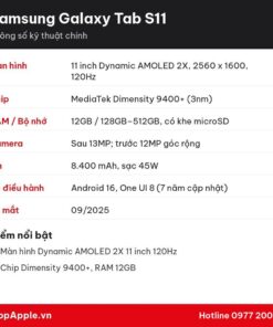Thông số kỹ thuật Samsung Galaxy Tab S11