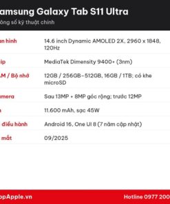 Thông số kỹ thuật Samsung Galaxy Tab S11 Ultra