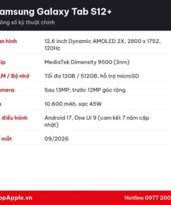 Thông số kỹ thuật Samsung Galaxy Tab S12+