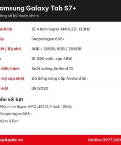 Thông số kỹ thuật Samsung Galaxy Tab S7+