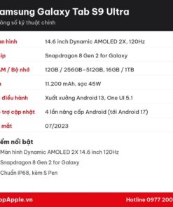 Thông số kỹ thuật Samsung Galaxy Tab S9 Ultra