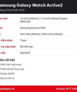 Thông số kỹ thuật Samsung Galaxy Watch Active2