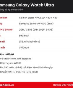 Thông số kỹ thuật Samsung Galaxy Watch Ultra