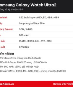 Thông số kỹ thuật Samsung Galaxy Watch Ultra2