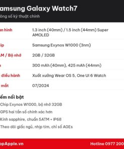 Thông số kỹ thuật Samsung Galaxy Watch7
