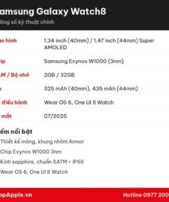 Thông số kỹ thuật Samsung Galaxy Watch8