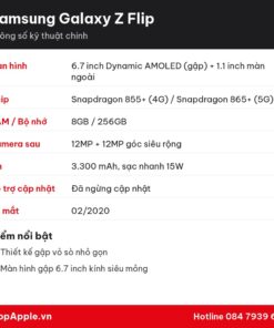 Thông số kỹ thuật Samsung Galaxy Z Flip