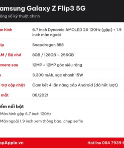 Thông số kỹ thuật Samsung Galaxy Z Flip3 5G