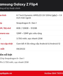 Thông số kỹ thuật Samsung Galaxy Z Flip4