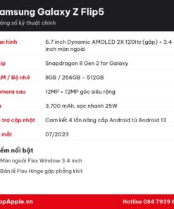 Thông số kỹ thuật Samsung Galaxy Z Flip5