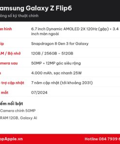 Thông số kỹ thuật Samsung Galaxy Z Flip6