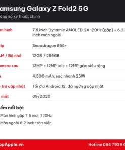 Thông số kỹ thuật Samsung Galaxy Z Fold2 5G