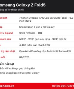Thông số kỹ thuật Samsung Galaxy Z Fold5