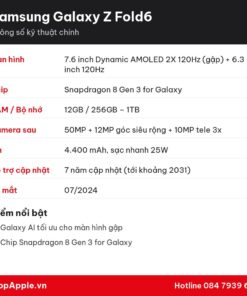 Thông số kỹ thuật Samsung Galaxy Z Fold6
