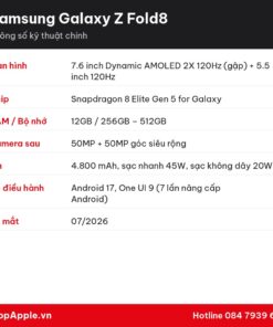 Thông số kỹ thuật Samsung Galaxy Z Fold8