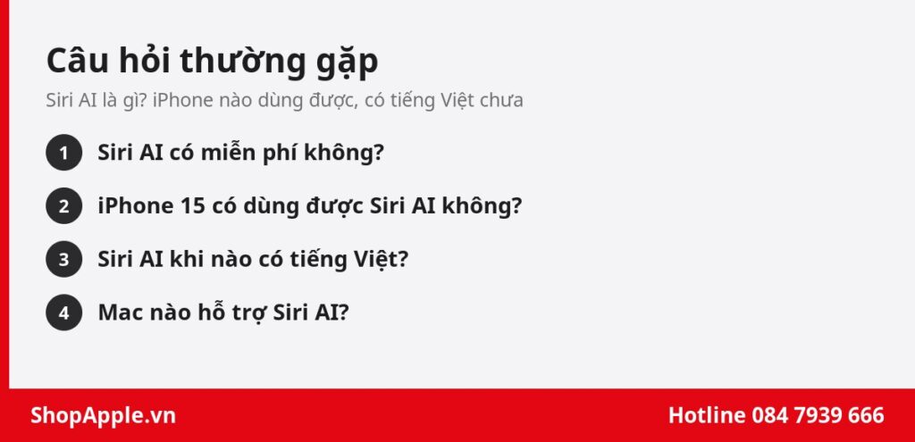 Câu hỏi thường gặp về Siri AI