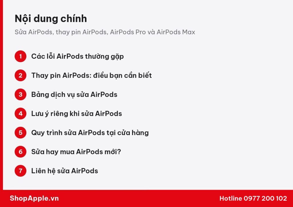 Tóm tắt nội dung: Sửa AirPods, thay pin AirPods, AirPods Pro và AirPods Max