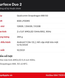 Thông số kỹ thuật Surface Duo 2