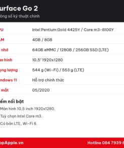 Thông số kỹ thuật Surface Go 2