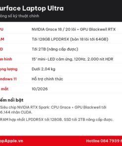 Thông số kỹ thuật Surface Laptop Ultra