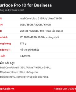 Thông số kỹ thuật Surface Pro 10 for Business