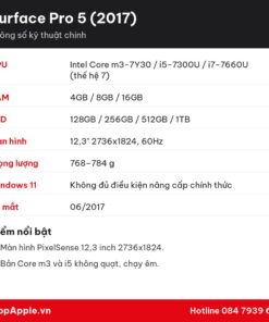 Thông số kỹ thuật Surface Pro 5 (2017)