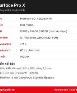 Thông số kỹ thuật Surface Pro X