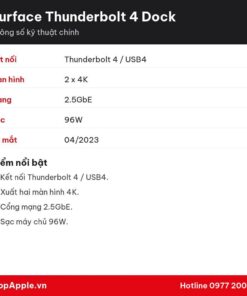 Thông số kỹ thuật Surface Thunderbolt 4 Dock