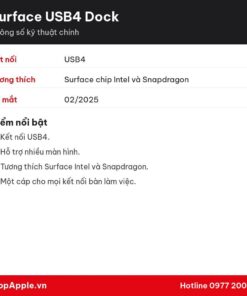 Thông số kỹ thuật Surface USB4 Dock