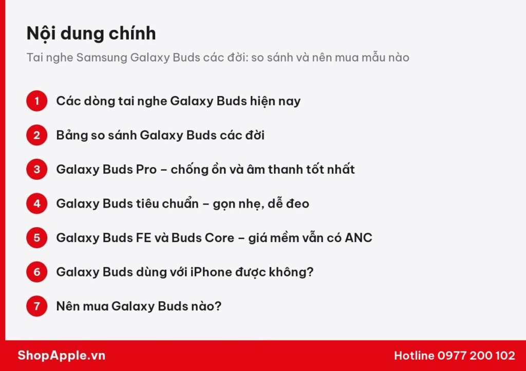 Tóm tắt nội dung: Tai nghe Samsung Galaxy Buds các đời: so sánh và nên mua mẫu nào