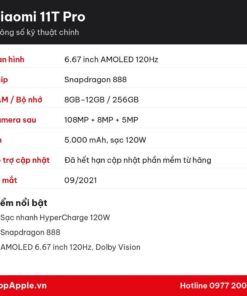 Thông số kỹ thuật Xiaomi 11T Pro
