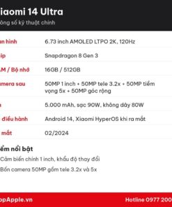 Thông số kỹ thuật Xiaomi 14 Ultra