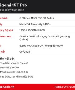Thông số kỹ thuật Xiaomi 15T Pro