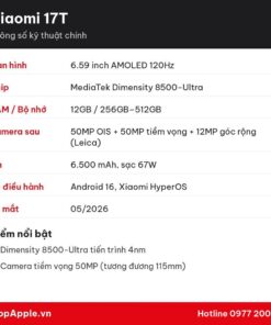 Thông số kỹ thuật Xiaomi 17T