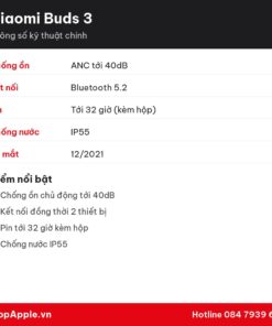 Thông số kỹ thuật Xiaomi Buds 3