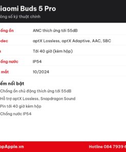 Thông số kỹ thuật Xiaomi Buds 5 Pro