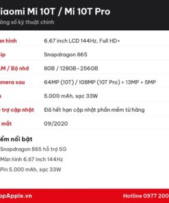 Thông số kỹ thuật Xiaomi Mi 10T / Mi 10T Pro