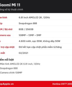 Thông số kỹ thuật Xiaomi Mi 11