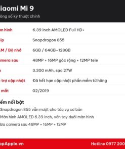 Thông số kỹ thuật Xiaomi Mi 9