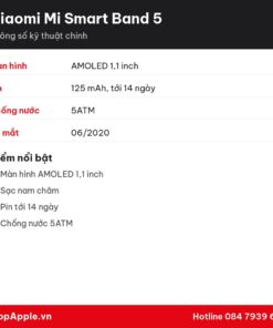Thông số kỹ thuật Xiaomi Mi Smart Band 5