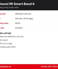 Thông số kỹ thuật Xiaomi Mi Smart Band 6
