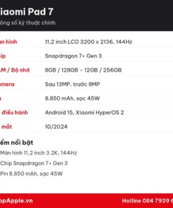 Thông số kỹ thuật Xiaomi Pad 7